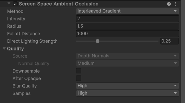 URP SSAO Settings